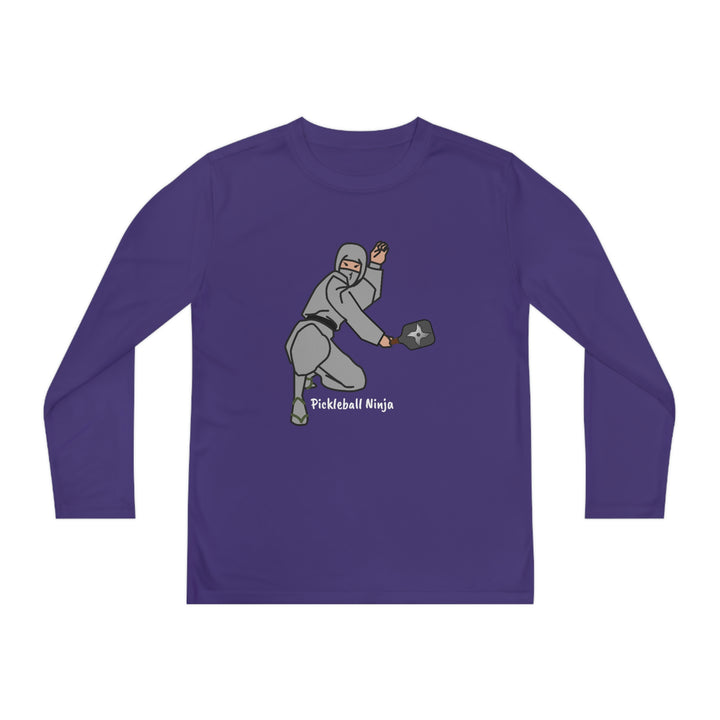 Pickleball Ninja-Male Youth Long Sleeve Moisture-Wicking T-Shirt - Great Pickleball Stuff