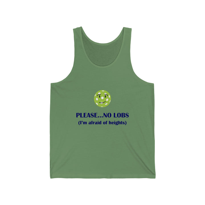 Please No Lobs-I'm Afraid of Heights Unisex Cotton Tank - Great Pickleball Stuff