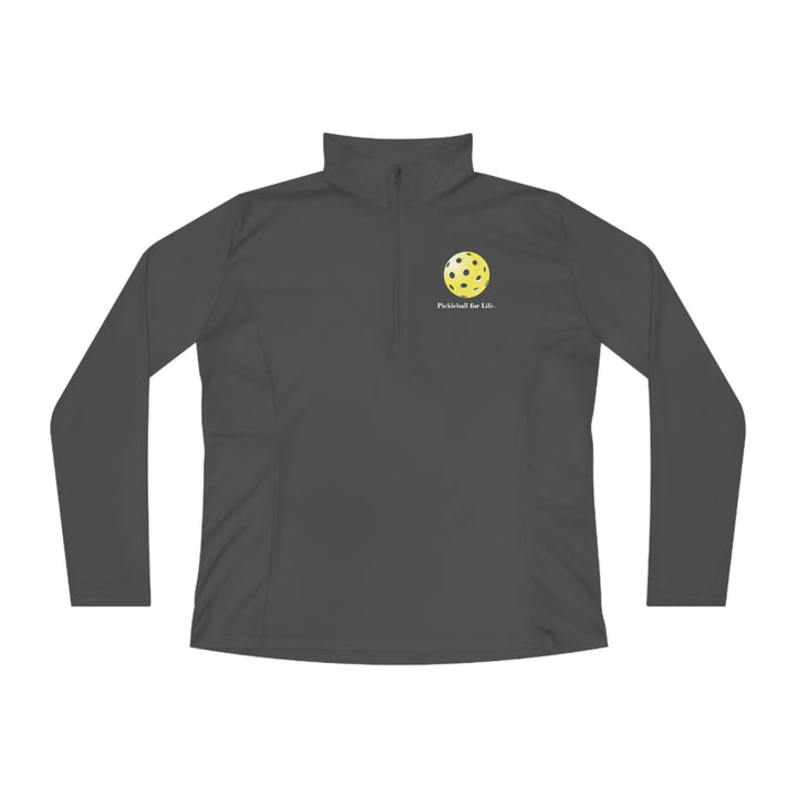 Pickleball for Life-Yellow Women's Moisture-Wicking Quarter-Zip Pullover - Great Pickleball Stuff