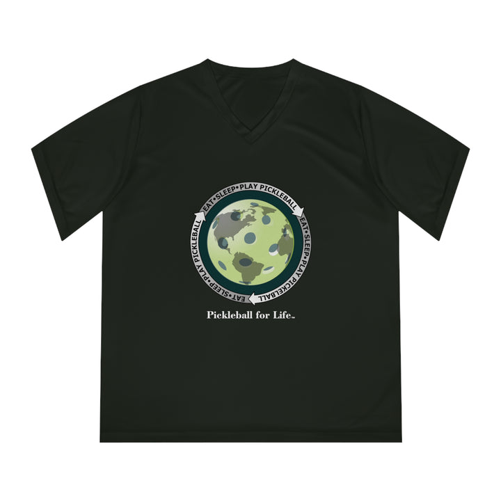 Eat Sleep Play Pickleball Women's Moisture-Wicking V-Neck T-Shirt - Great Pickleball Stuff