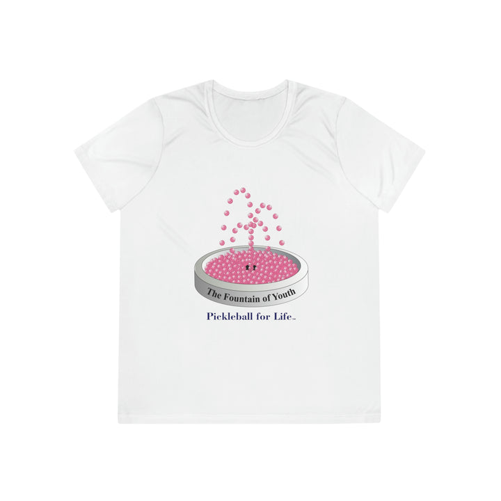 The Pickleball Fountain-Pink Women's Moisture-Wicking T-Shirt - Great Pickleball Stuff