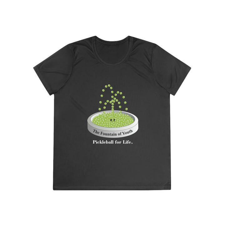 The Pickleball Fountain-Green Women's Moisture-Wicking T-Shirt - Great Pickleball Stuff