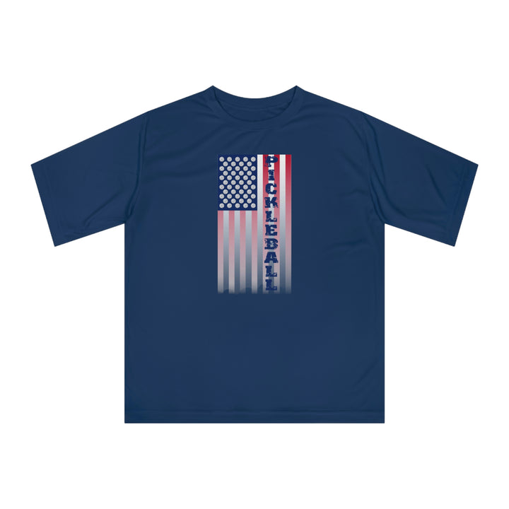 Pickleball Flag Vertical-2 (Faded) Unisex Moisture-Wicking T-Shirt - Great Pickleball Stuff