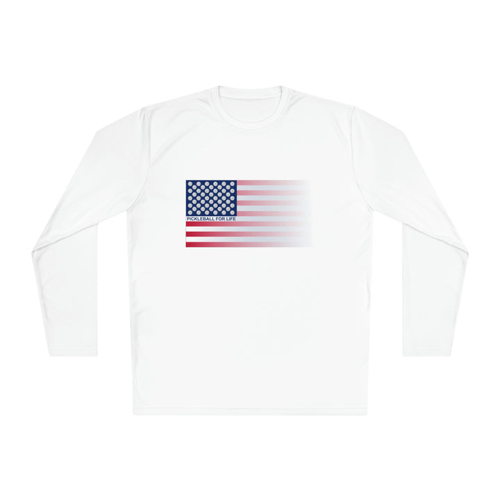 Pickleball for Life Flag (Faded) Unisex Moisture-Wicking Long Sleeve Tee - Great Pickleball Stuff