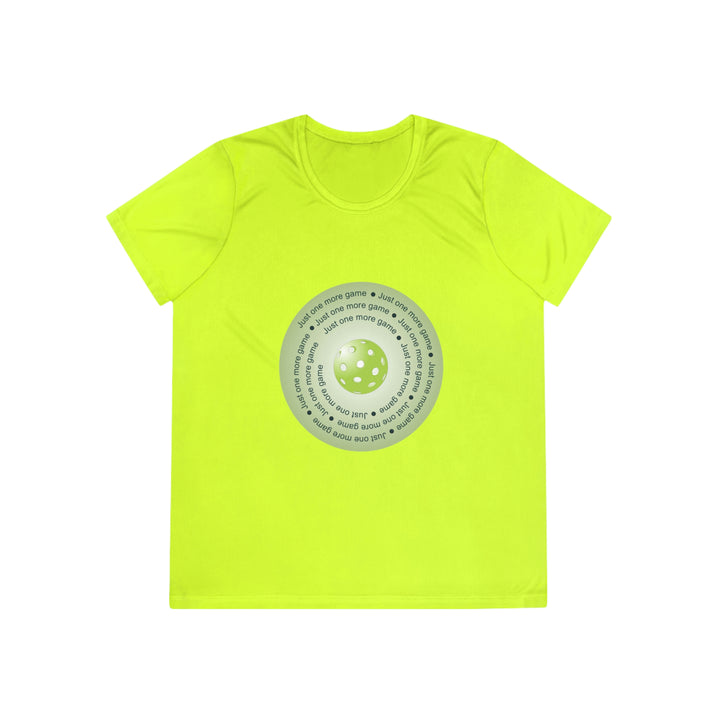 Just One More Game-Green Women's Moisture-Wicking T-Shirt - Great Pickleball Stuff