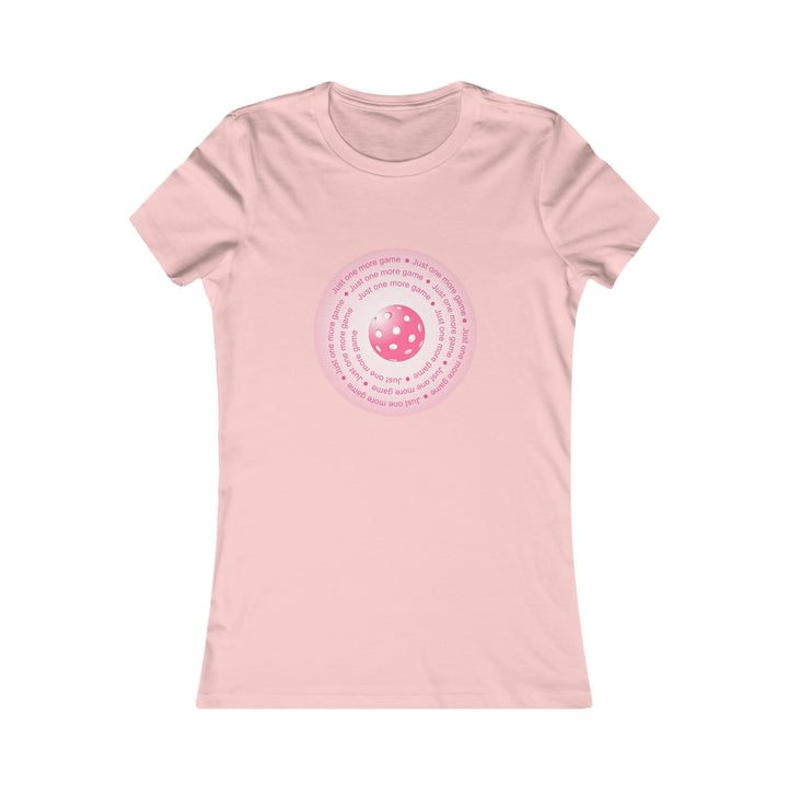 Just One More Game-Pink Women's Slim-Fit Premium Cotton T-Shirt - Great Pickleball Stuff