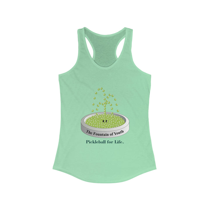 The Pickleball Fountain-Green Women's Racerback Tank - Great Pickleball Stuff