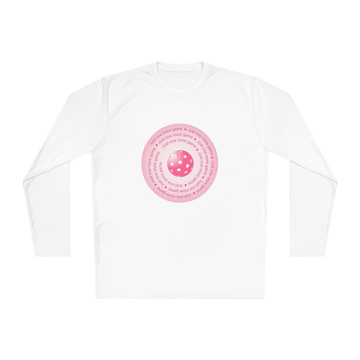 Just One More Game-Pink Unisex Moisture-Wicking Long Sleeve Tee - Great Pickleball Stuff