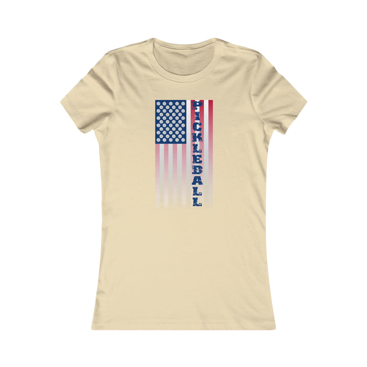 Pickleball Flag Vertical-2 (Faded) Women's Slim-Fit Premium Cotton T-Shirt - Great Pickleball Stuff