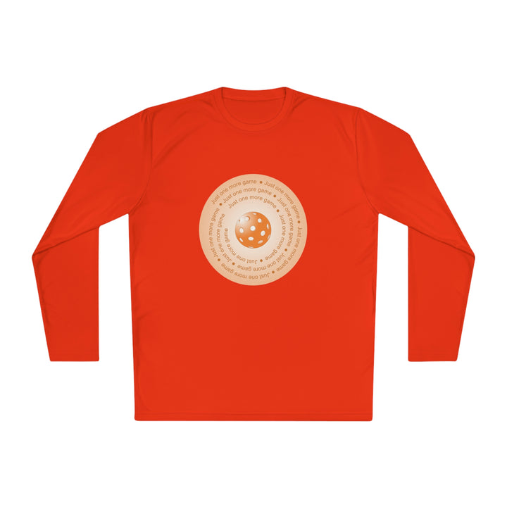 Just One More Game-Orange Unisex Moisture-Wicking Long Sleeve Tee - Great Pickleball Stuff