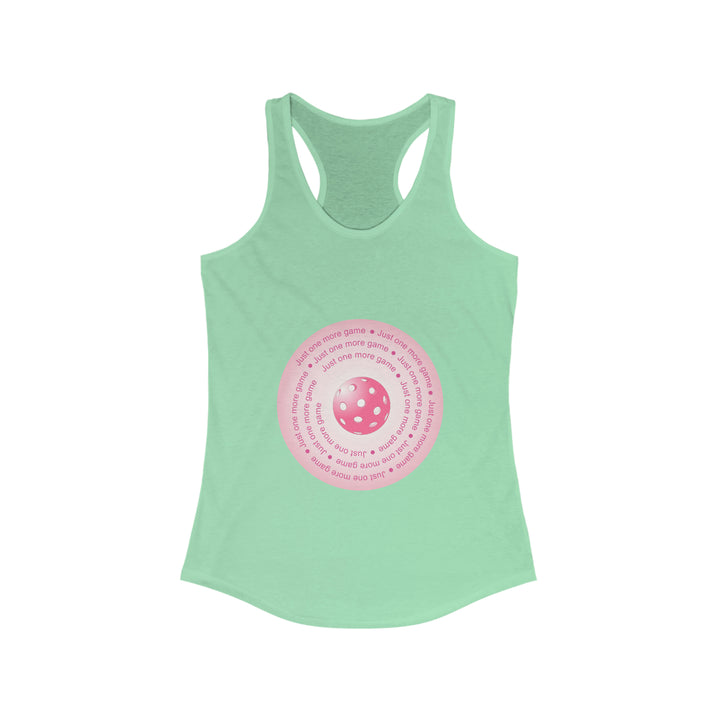 Just One More Game-Pink Women's Racerback Tank - Great Pickleball Stuff