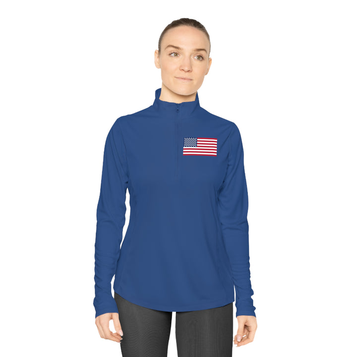 Pickleball Stars Flag Women's Moisture-Wicking Quarter-Zip Pullover - Great Pickleball Stuff