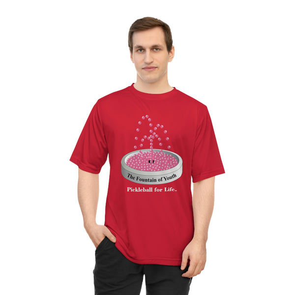 The Pickleball Fountain-Pink Unisex Moisture-Wicking T-Shirt - Great Pickleball Stuff