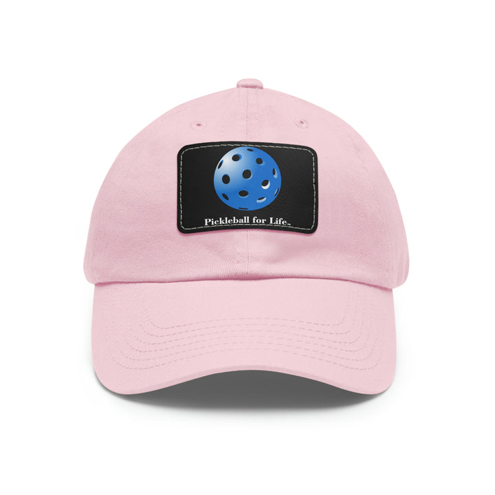 Pickleball for Life-Blue Baseball Cap with Leather Patch - Great Pickleball Stuff