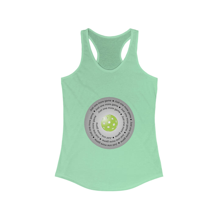 Just One More Game-Silver Women's Racerback Tank - Great Pickleball Stuff