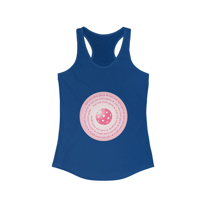 Just One More Game-Pink Women's Racerback Tank - Great Pickleball Stuff