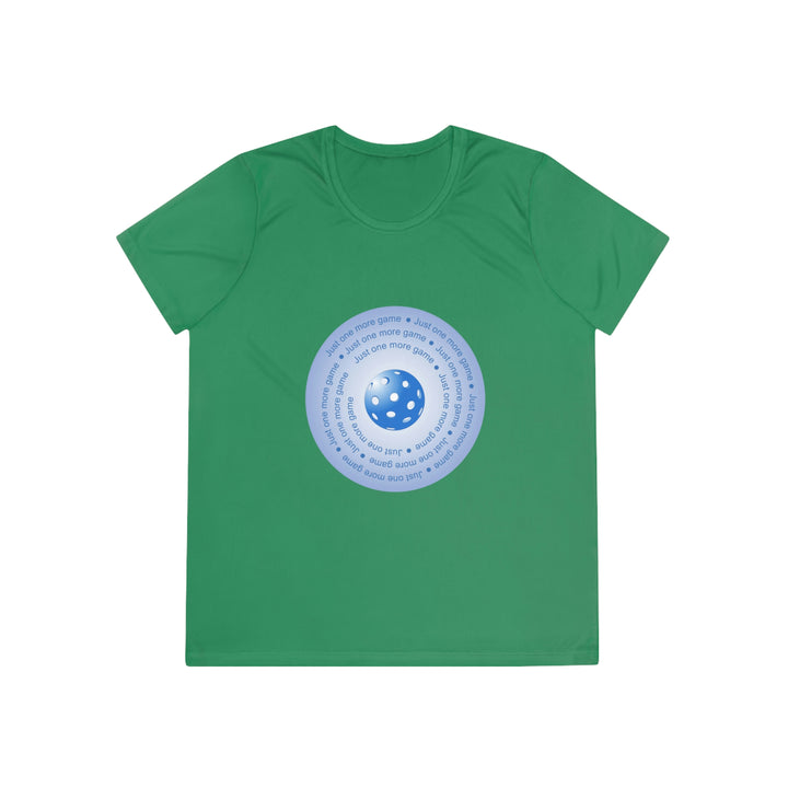 Just One More Game-Blue Women's Moisture-Wicking T-Shirt - Great Pickleball Stuff