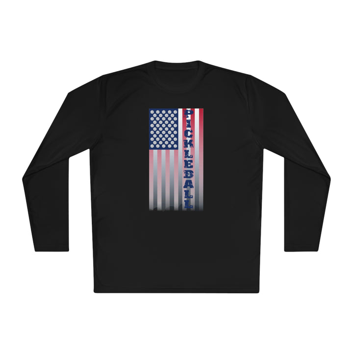 Pickleball Flag Vertical-2 (Faded) Unisex Moisture-Wicking Long Sleeve Tee - Great Pickleball Stuff