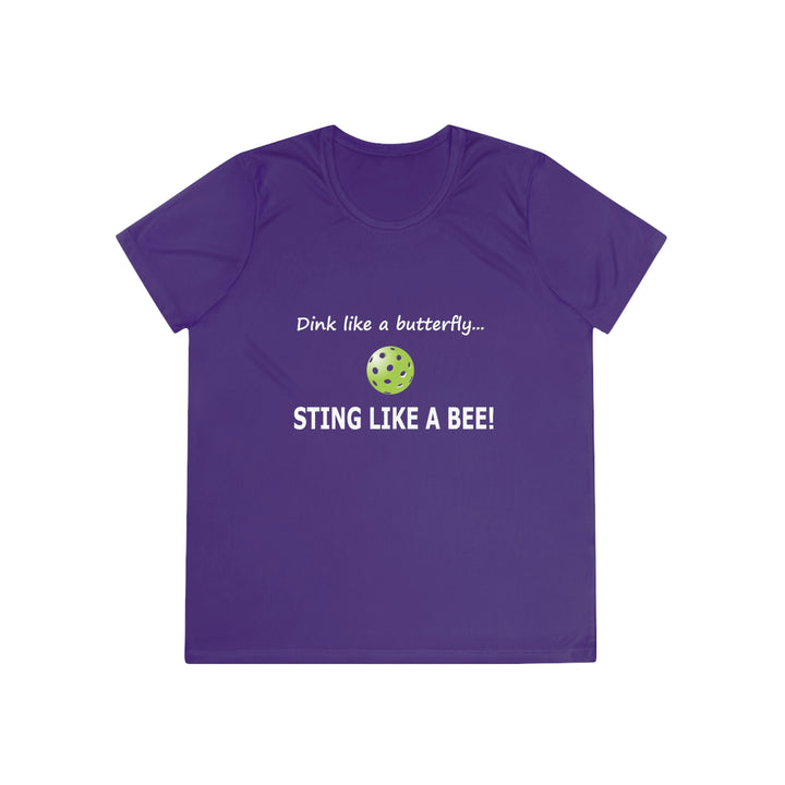 Dink Like a Butterfly, Sting Like a Bee Women's Moisture-Wicking T-Shirt - Great Pickleball Stuff