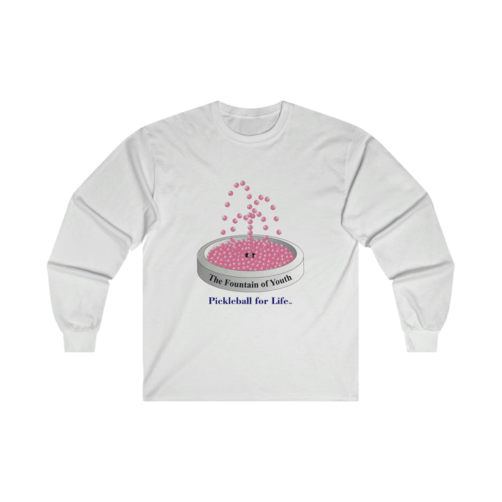 The Pickleball Fountain-Pink Ultra Cotton Long Sleeve Tee - Great Pickleball Stuff