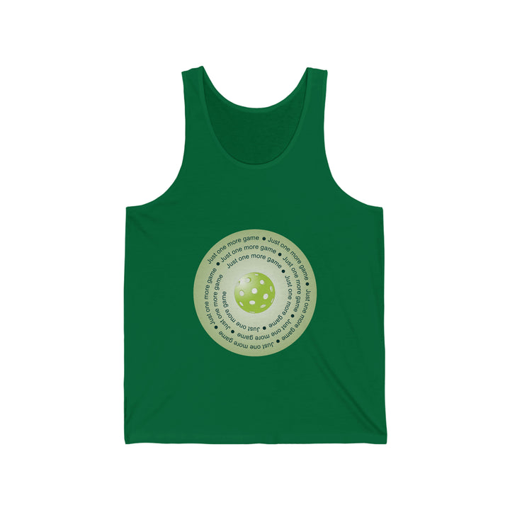 Just One More Game-Green Unisex Cotton Tank - Great Pickleball Stuff