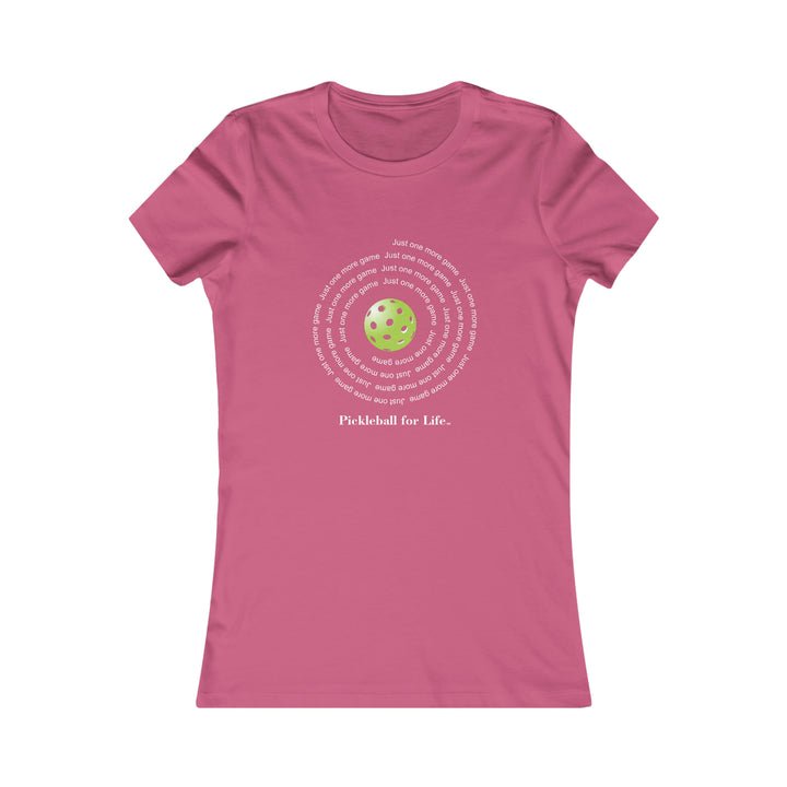 Just One More Game-Spiral Women's Slim-Fit Premium Cotton T-Shirt - Great Pickleball Stuff