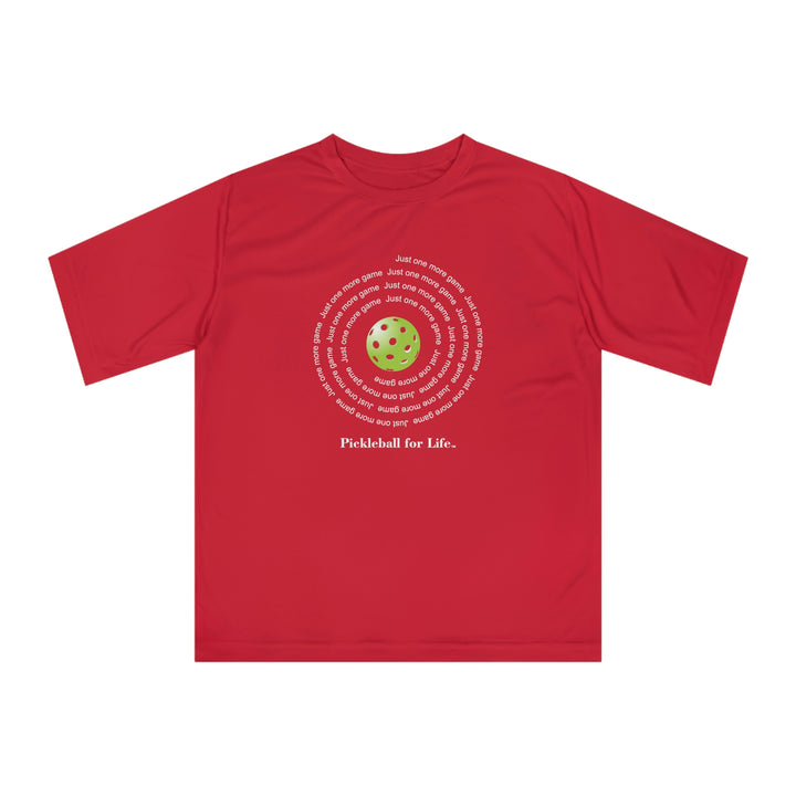 Just One More Game-Spiral Unisex Moisture-Wicking T-Shirt - Great Pickleball Stuff