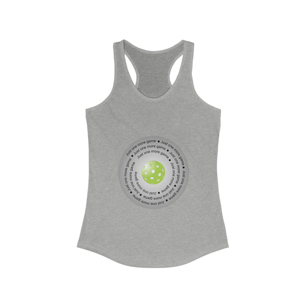 Just One More Game-Silver Women's Racerback Tank - Great Pickleball Stuff