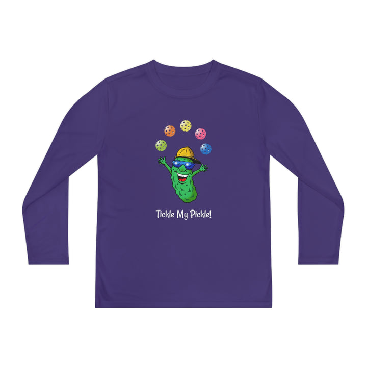 Tickle My Pickle Juggler Youth Long Sleeve Moisture-Wicking T-Shirt - Great Pickleball Stuff