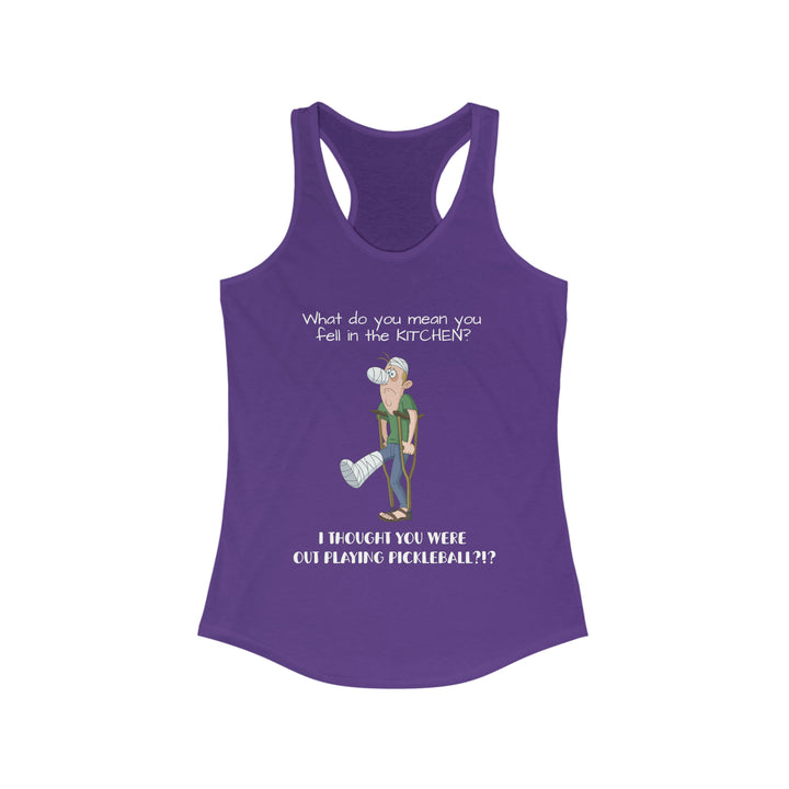 I Thought You Were Out Playing Pickleball? Women's Racerback Tank - Great Pickleball Stuff