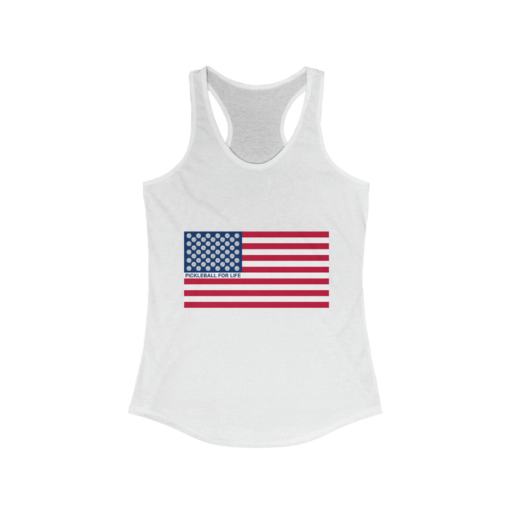 Pickleball for Life Flag Women's Racerback Tank - Great Pickleball Stuff