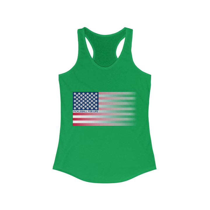 Pickleball for Life Flag (Faded) Women's Racerback Tank - Great Pickleball Stuff