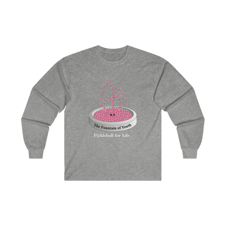 The Pickleball Fountain-Pink Ultra Cotton Long Sleeve Tee - Great Pickleball Stuff