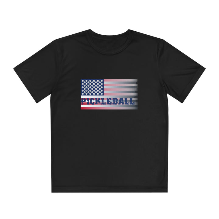 Pickleball Flag (Faded) Youth Moisture-Wicking T-Shirt - Great Pickleball Stuff