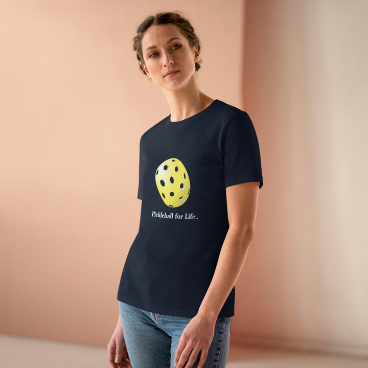 Pickleball for Life-Yellow Women's Relaxed-Fit T-shirt - Great Pickleball Stuff