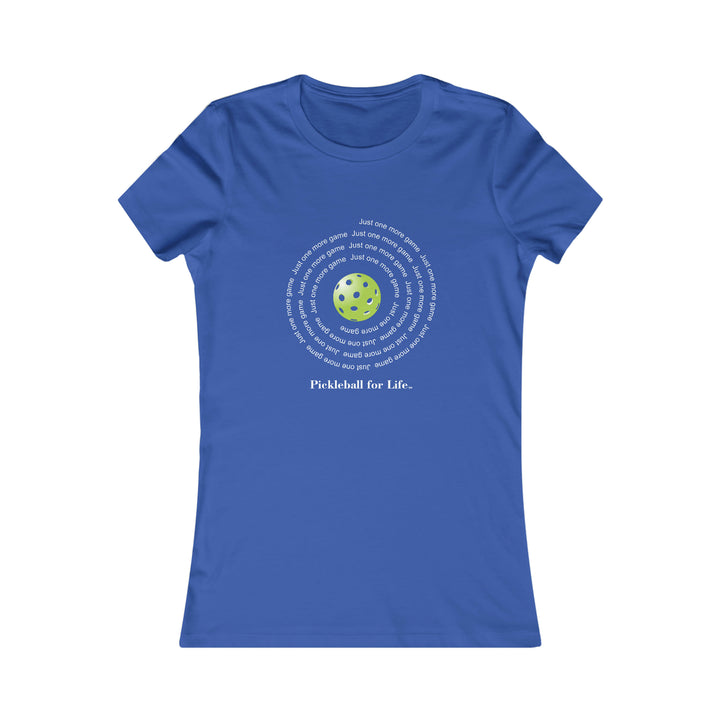 Just One More Game-Spiral Women's Slim-Fit Premium Cotton T-Shirt - Great Pickleball Stuff