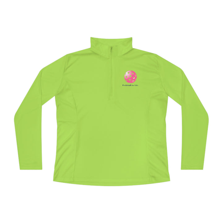 Pickleball for Life-Pink Women's Moisture-Wicking Quarter-Zip Pullover - Great Pickleball Stuff