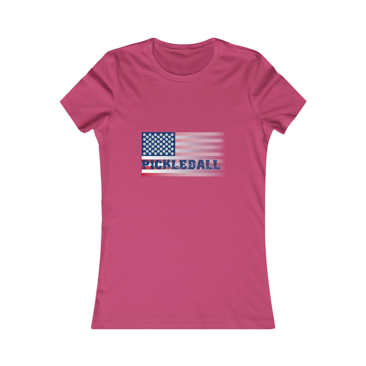 Pickleball Flag (Faded) Women's Slim-Fit Premium Cotton T-Shirt - Great Pickleball Stuff