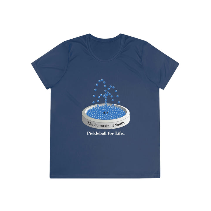 The Pickleball Fountain-Blue Women's Moisture-Wicking T-Shirt - Great Pickleball Stuff