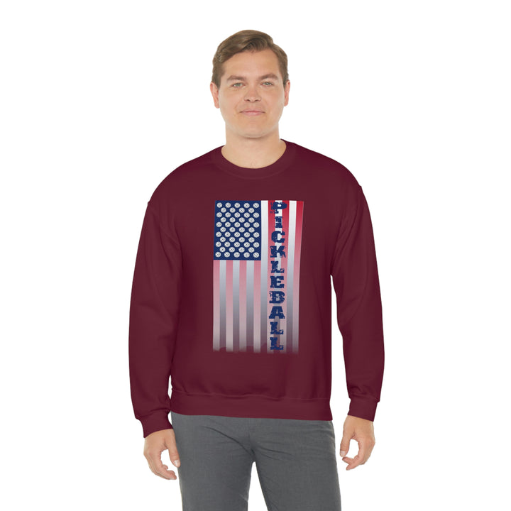 Pickleball Flag Vertical-2 (Faded) Unisex Crewneck Sweatshirt - Great Pickleball Stuff