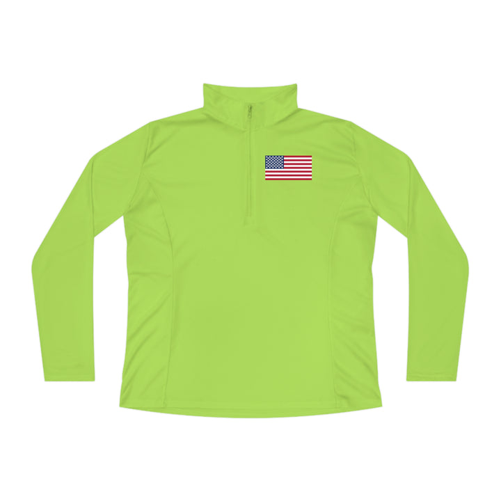 Pickleball Stars Flag Women's Moisture-Wicking Quarter-Zip Pullover - Great Pickleball Stuff