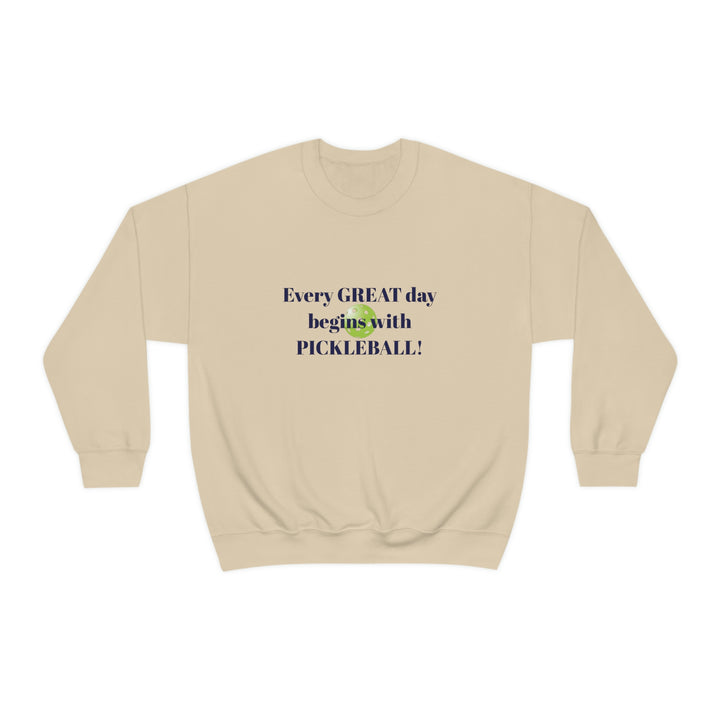 Every Great Day Begins with Pickleball! Unisex Crewneck Sweatshirt - Great Pickleball Stuff