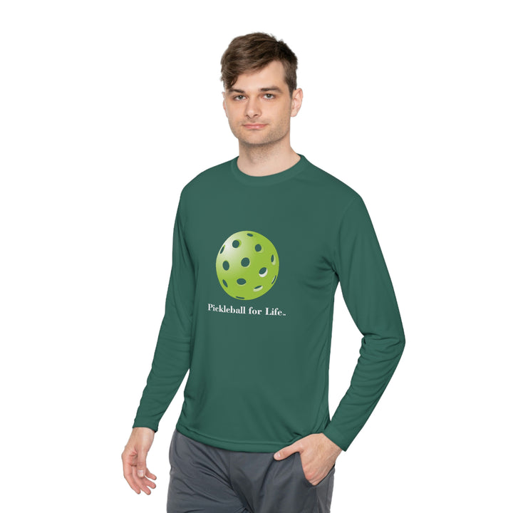 Pickleball for Life-Green Unisex Moisture-Wicking Long Sleeve Tee - Great Pickleball Stuff