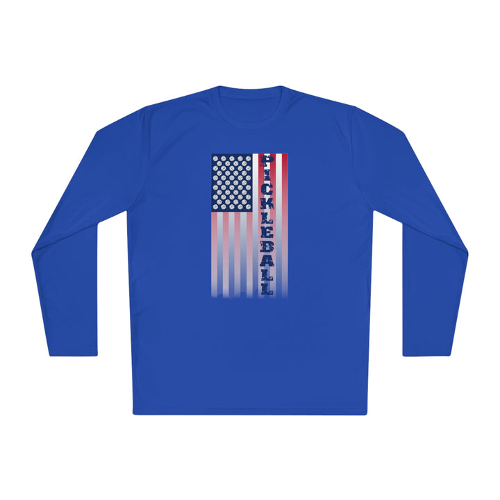 Pickleball Flag Vertical-2 (Faded) Unisex Moisture-Wicking Long Sleeve Tee - Great Pickleball Stuff