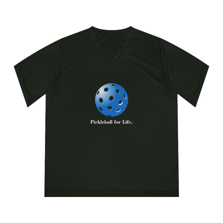 Pickleball for Life-Blue Women's Moisture-Wicking V-Neck T-Shirt - Great Pickleball Stuff