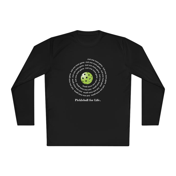 Just One More Game-Spiral Unisex Moisture-Wicking Long Sleeve Tee - Great Pickleball Stuff