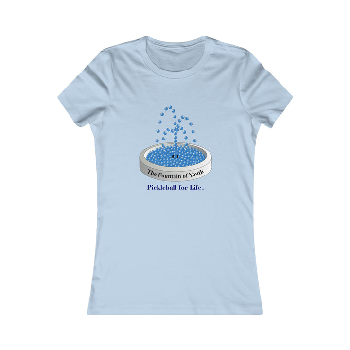 The Pickleball Fountain-Blue Women's Slim-Fit Premium Cotton T-Shirt - Great Pickleball Stuff