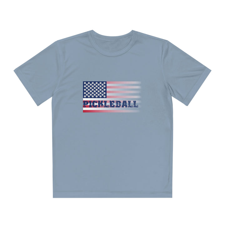 Pickleball Flag (Faded) Youth Moisture-Wicking T-Shirt - Great Pickleball Stuff