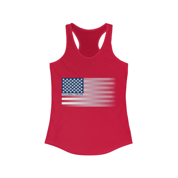 Pickleball for Life Flag (Faded) Women's Racerback Tank - Great Pickleball Stuff