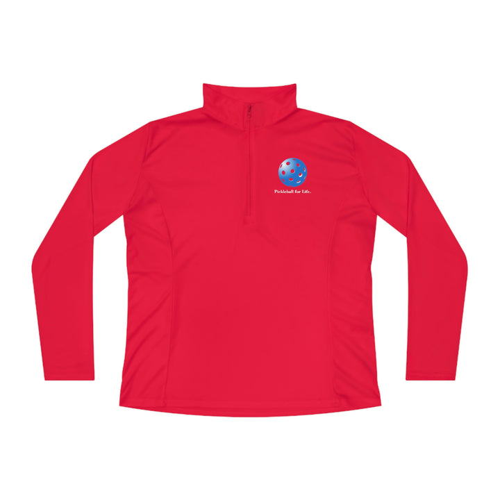 Pickleball for Life-Blue Women's Moisture-Wicking Quarter-Zip Pullover - Great Pickleball Stuff